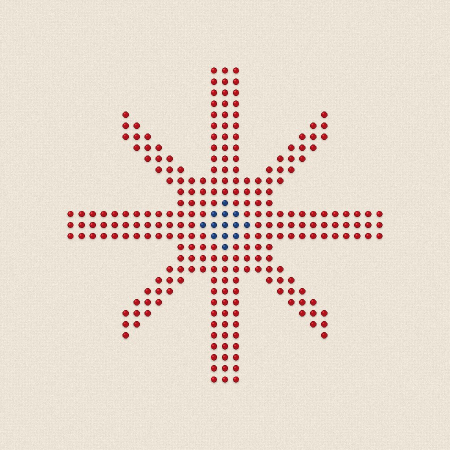 Шевица „Звезда“ — червено и синьо, кръстат бод, 77.5×77.5 мм (2/2)