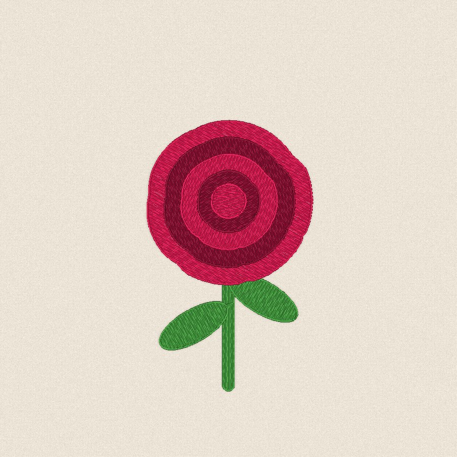 Роза със стъбло и листа, 100×100 мм