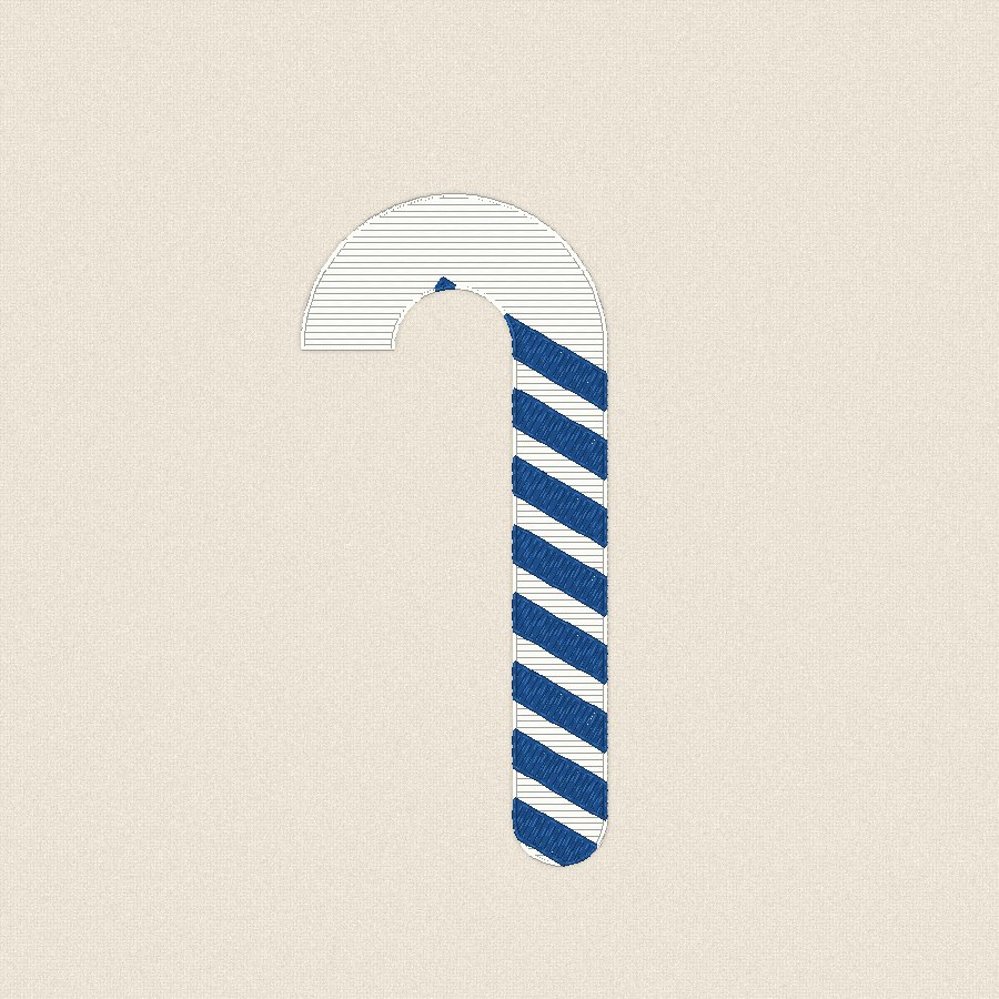Захарно бастунче — синьо и сребърно, 100×100 мм