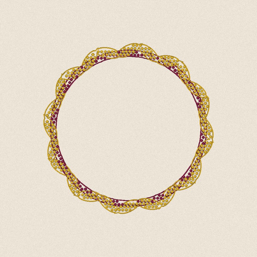 Кръгла рамка с листа — бордо и злато, 100×100 мм (2/2)