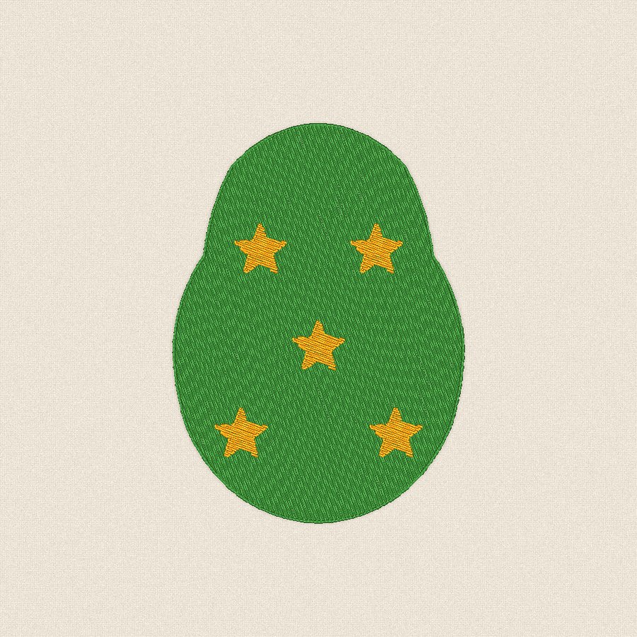 Великденско яйце със звезди — зелено, 80×100 мм