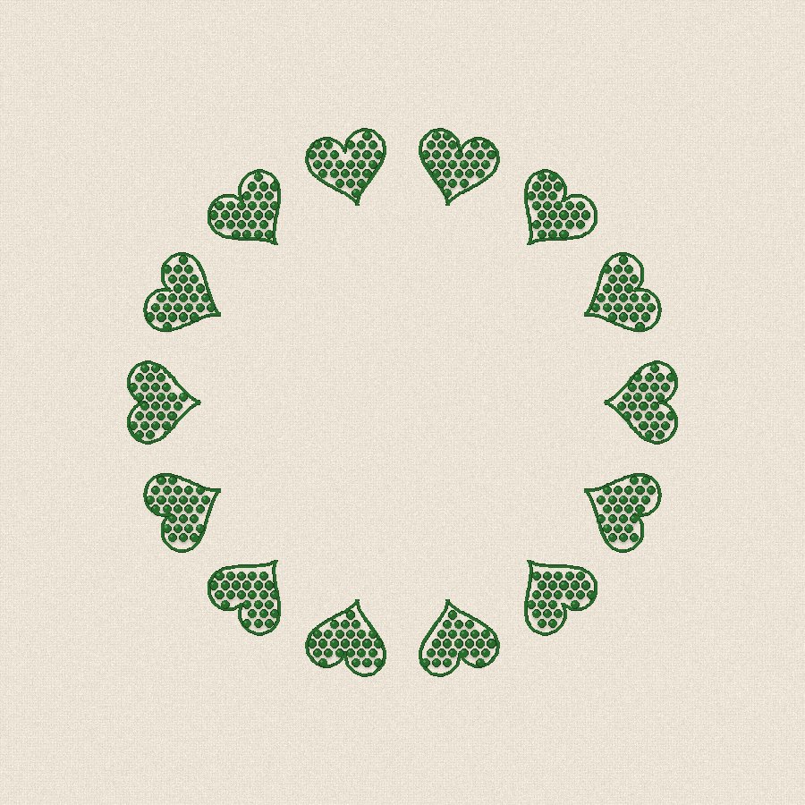 Рамка от сърца — зелено и бяло, 100×100 мм (2/2)