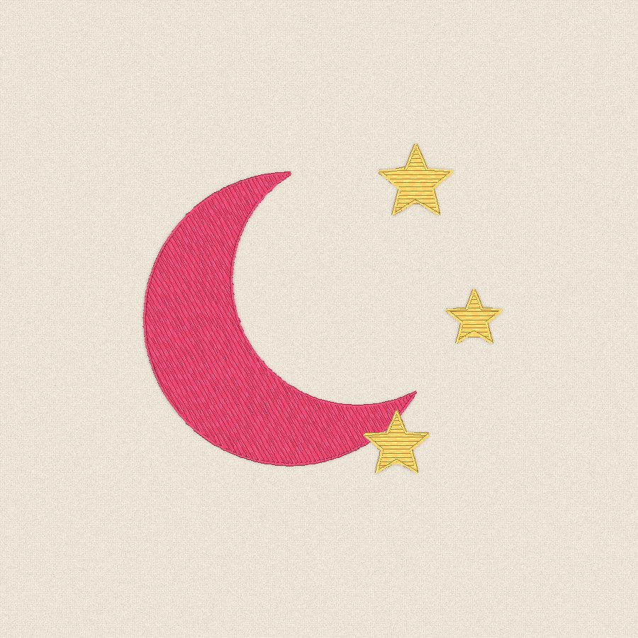 Луна и звезди — ярко, 100×100 мм