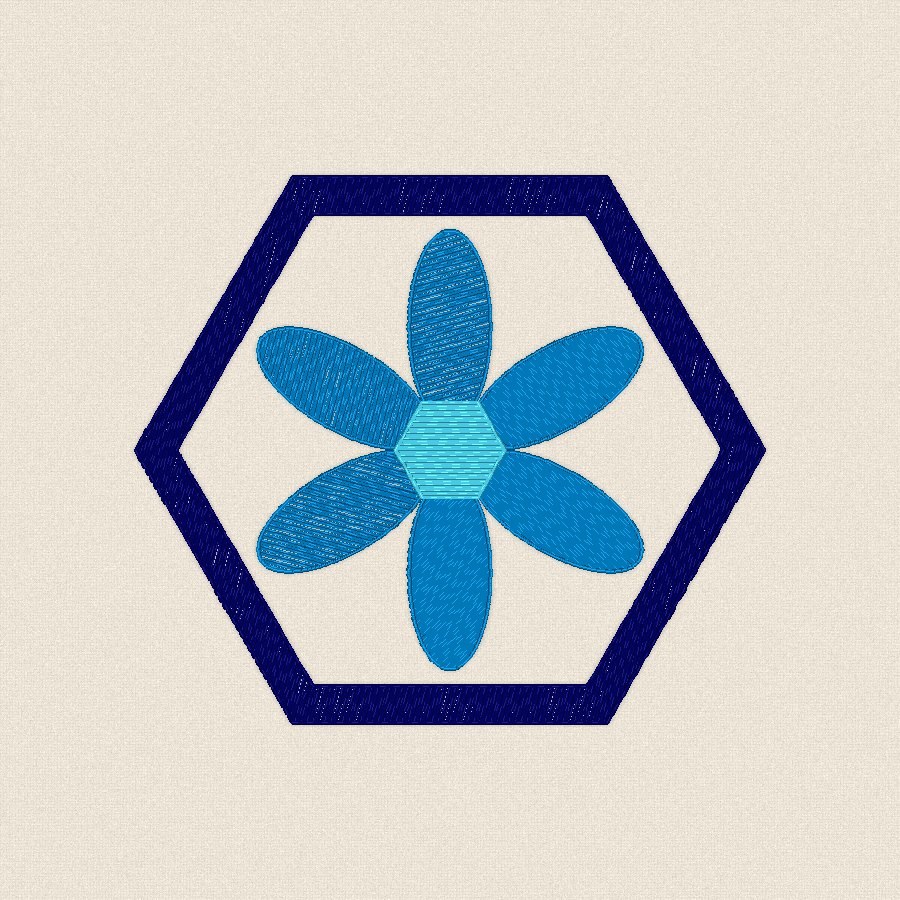 Шестоъгълник с цвете — студено, 100×100 мм