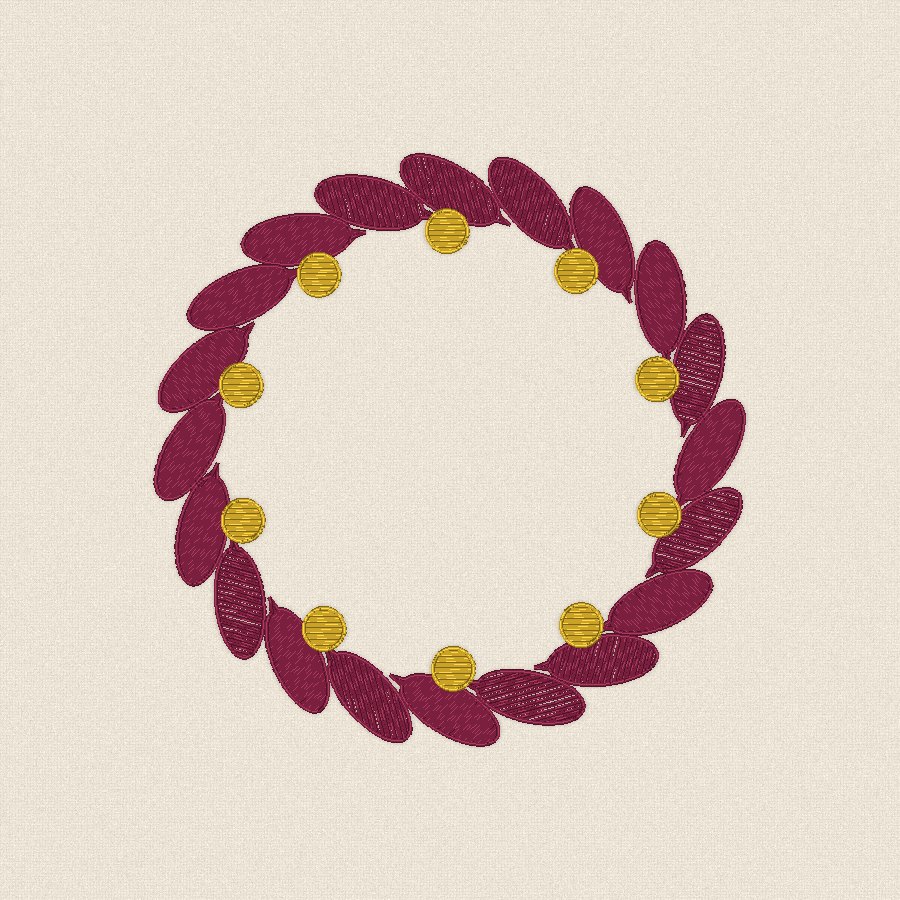 Венец — бордо и злато, 100×100 мм