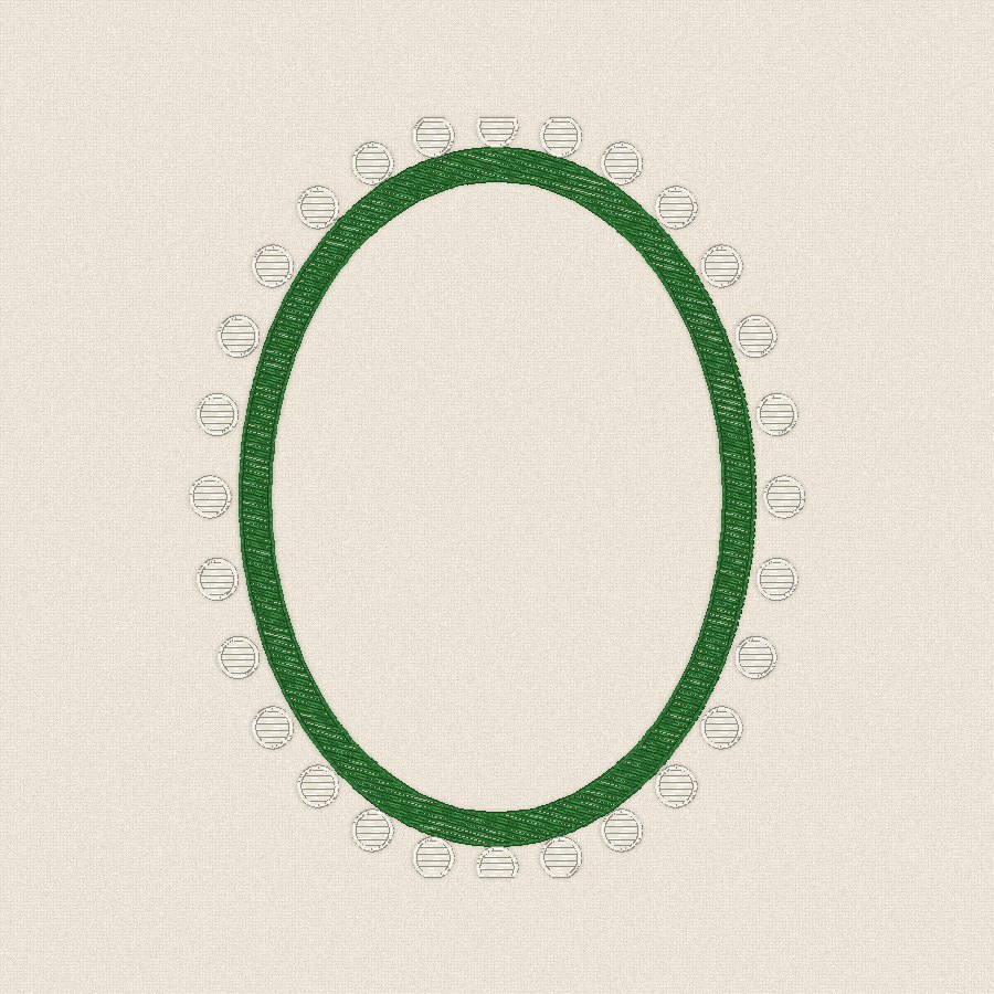 Овална рамка — зелено и бяло, 100×100 мм