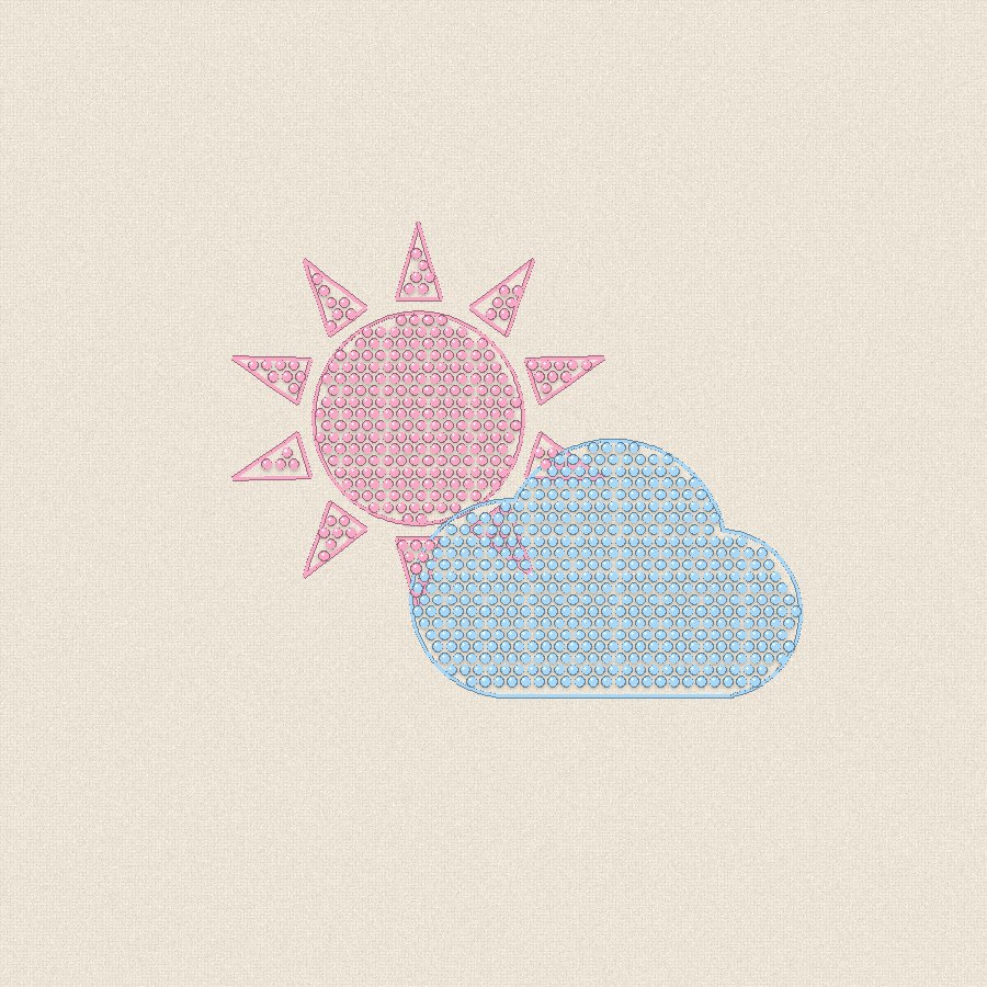 Слънце и облаче — пастелно, 100×100 мм (2/2)