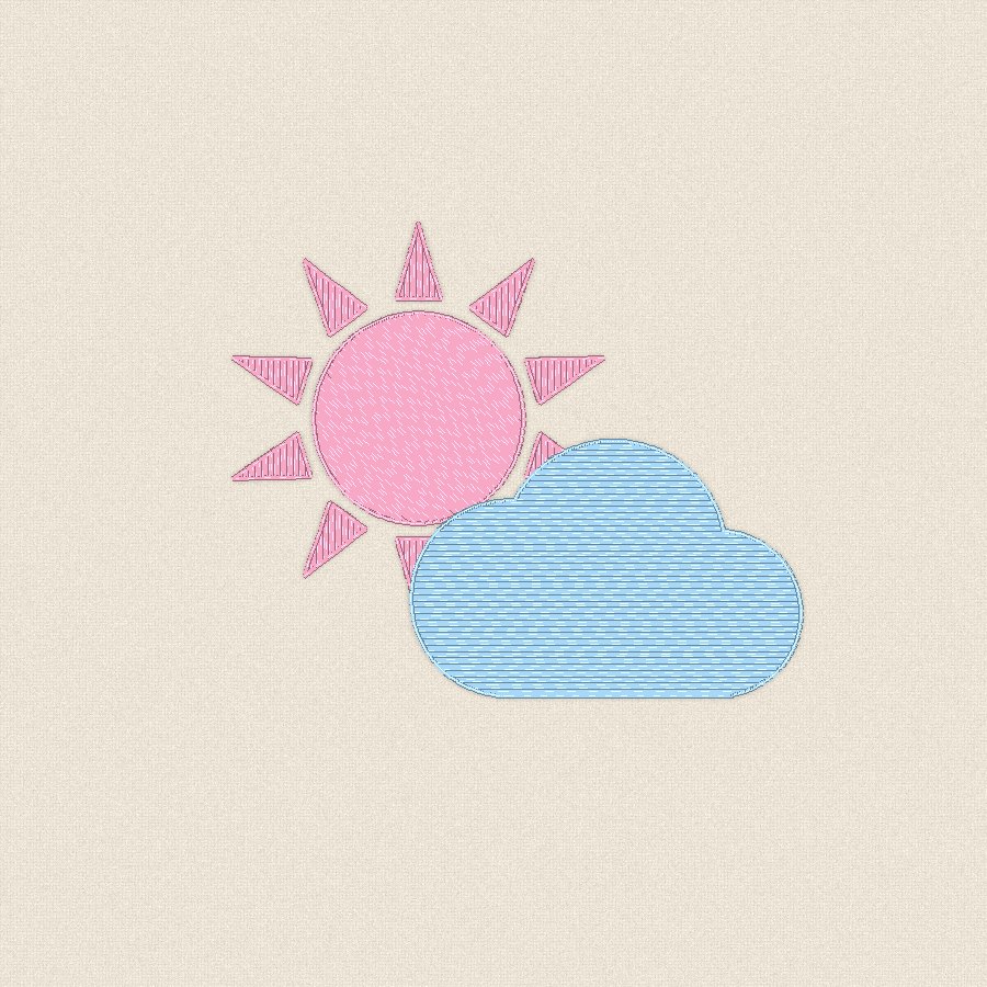 Слънце и облаче — пастелно, 100×100 мм