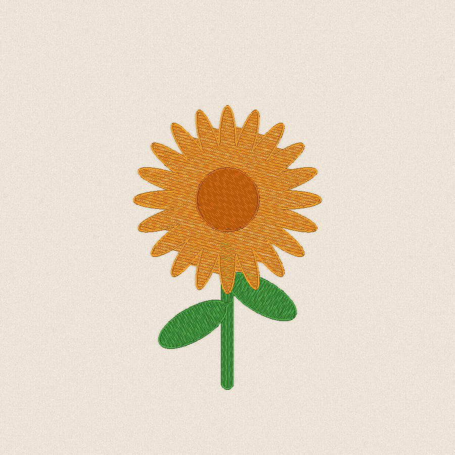 Хризантема със стъбло и листа, 100×100 мм
