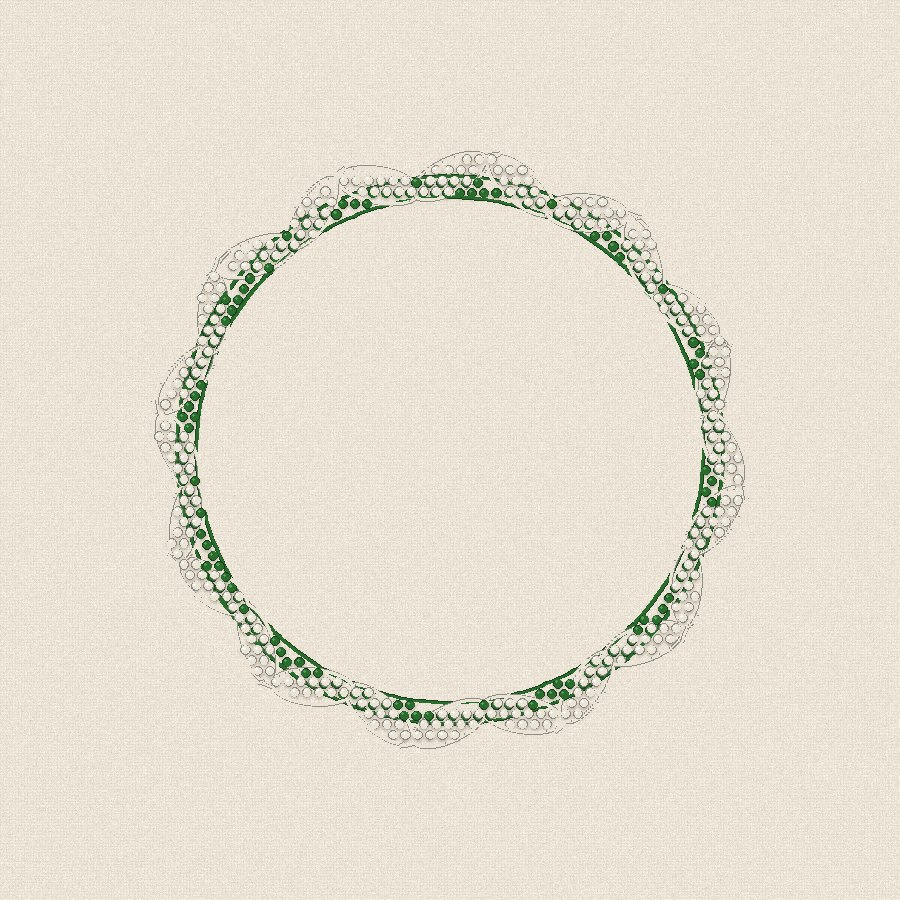 Кръгла рамка с листа — зелено и бяло, 100×100 мм (2/2)