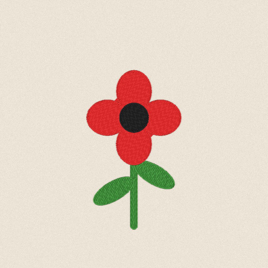 Мак със стъбло и листа, 100×100 мм