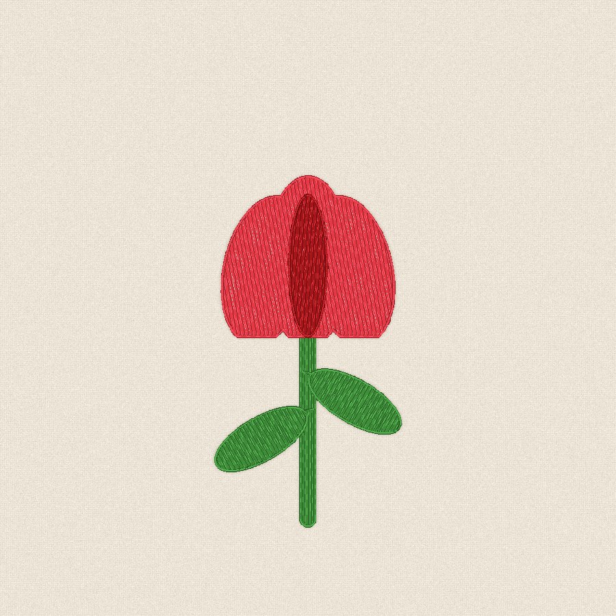 Лале със стъбло и листа, 100×100 мм