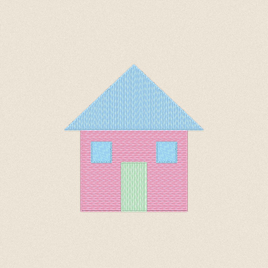 Къщичка — пастелно, 100×100 мм