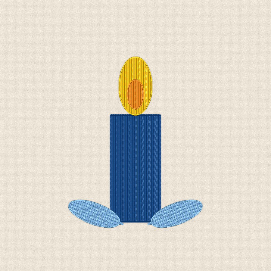 Свещ — синьо и сребърно, 100×100 мм