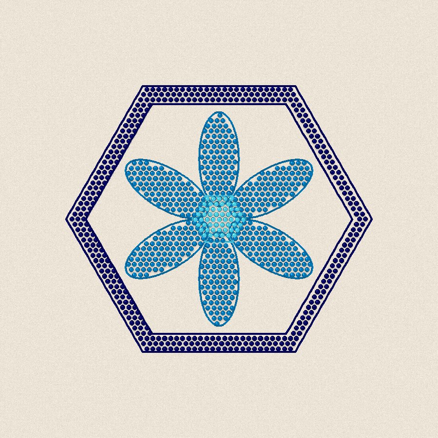 Шестоъгълник с цвете — студено, 100×100 мм (2/2)