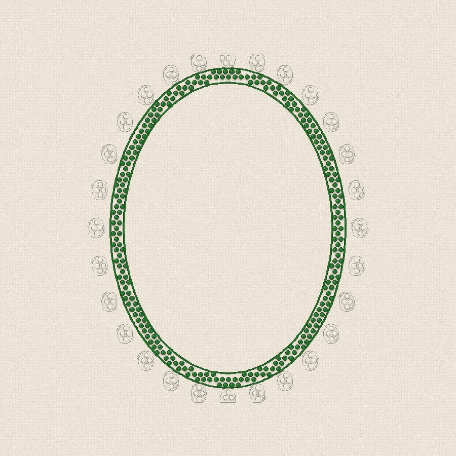 Овална рамка — зелено и бяло, 100×100 мм (2/2)