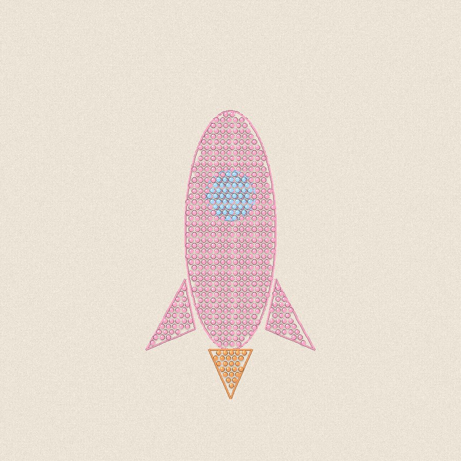 Ракета — пастелно, 100×100 мм (2/2)