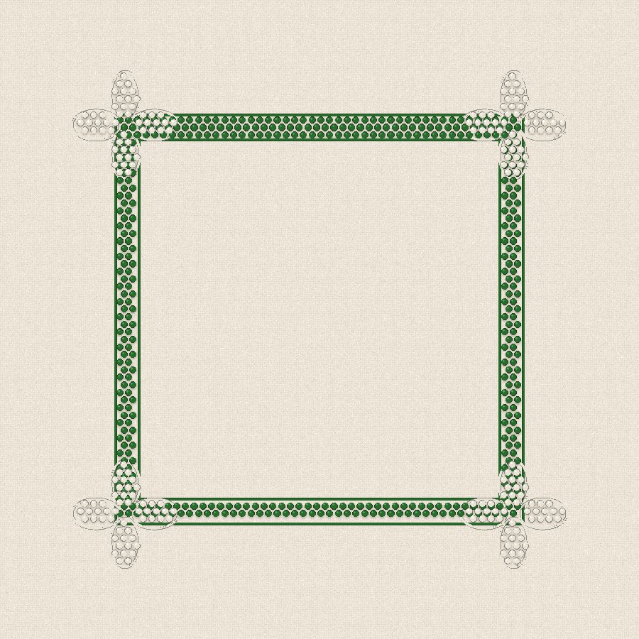Квадратна рамка с ъгли — зелено и бяло, 100×100 мм (2/2)