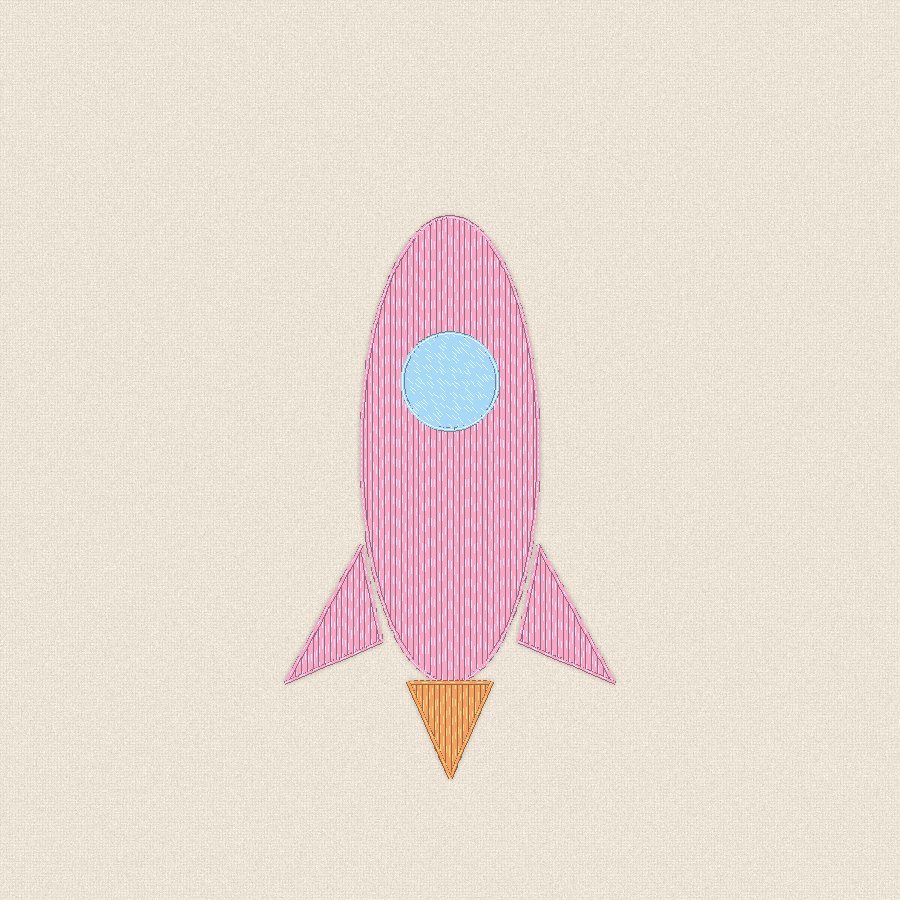 Ракета — пастелно, 100×100 мм