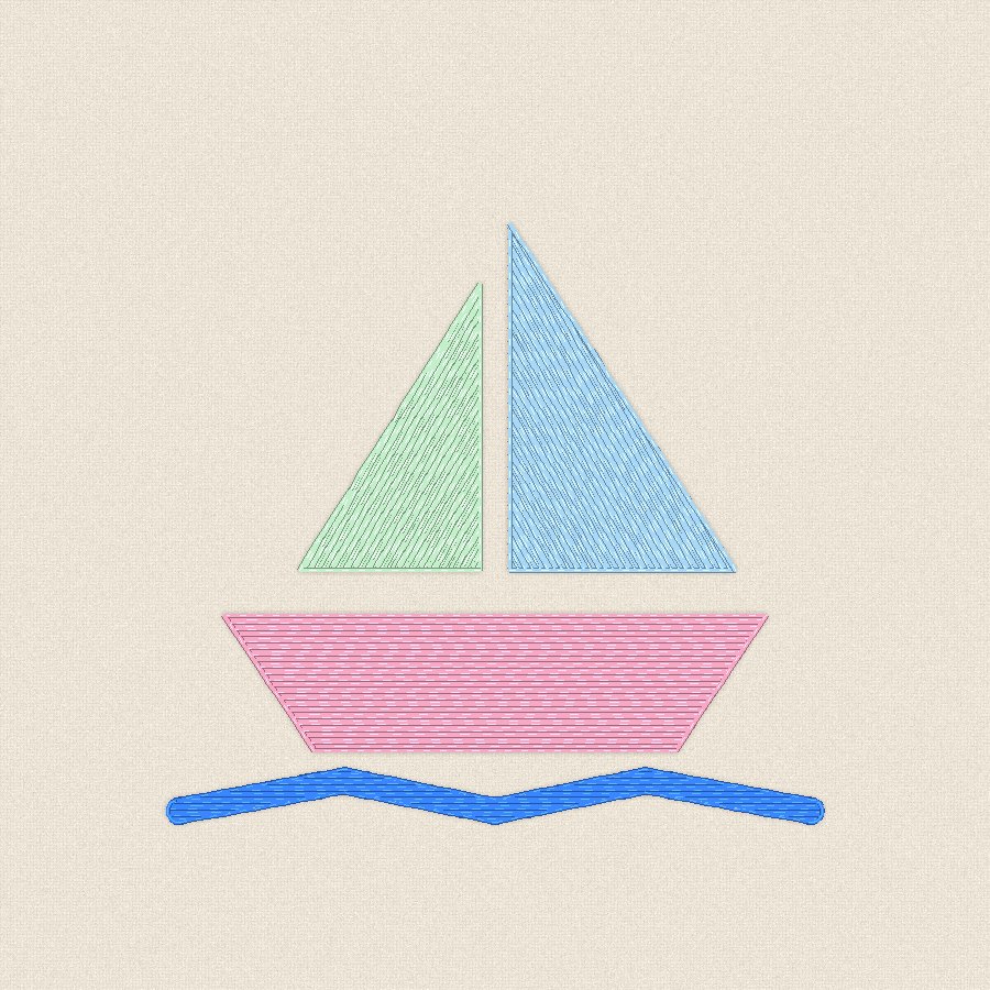 Лодка — пастелно, 100×100 мм