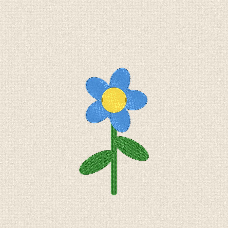 Незабравка със стъбло и листа, 100×100 мм