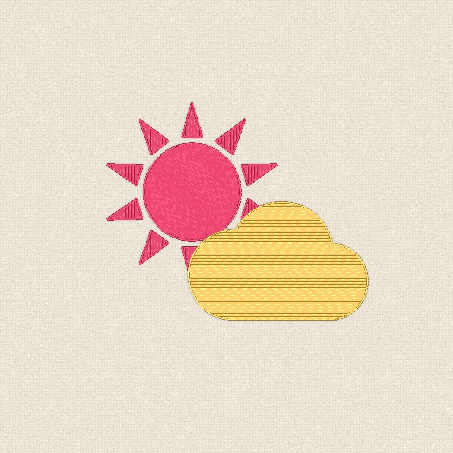 Слънце и облаче — ярко, 100×100 мм