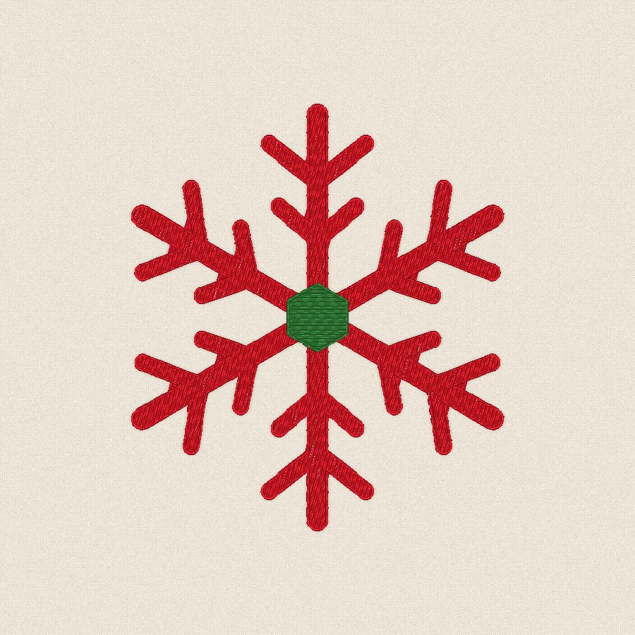 Снежинка — червено и зелено, 100×100 мм